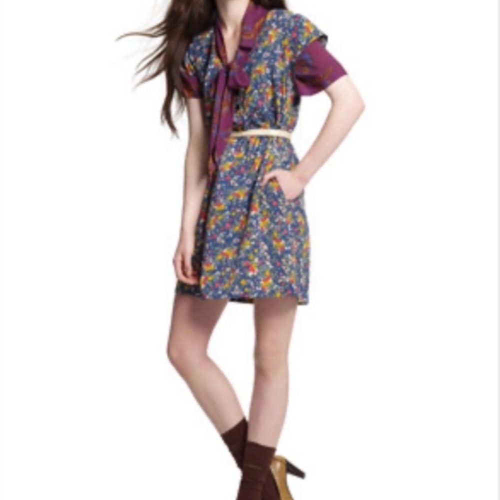 Tucker For Target Short Sleeve Floral Dress Navy Size Medium
